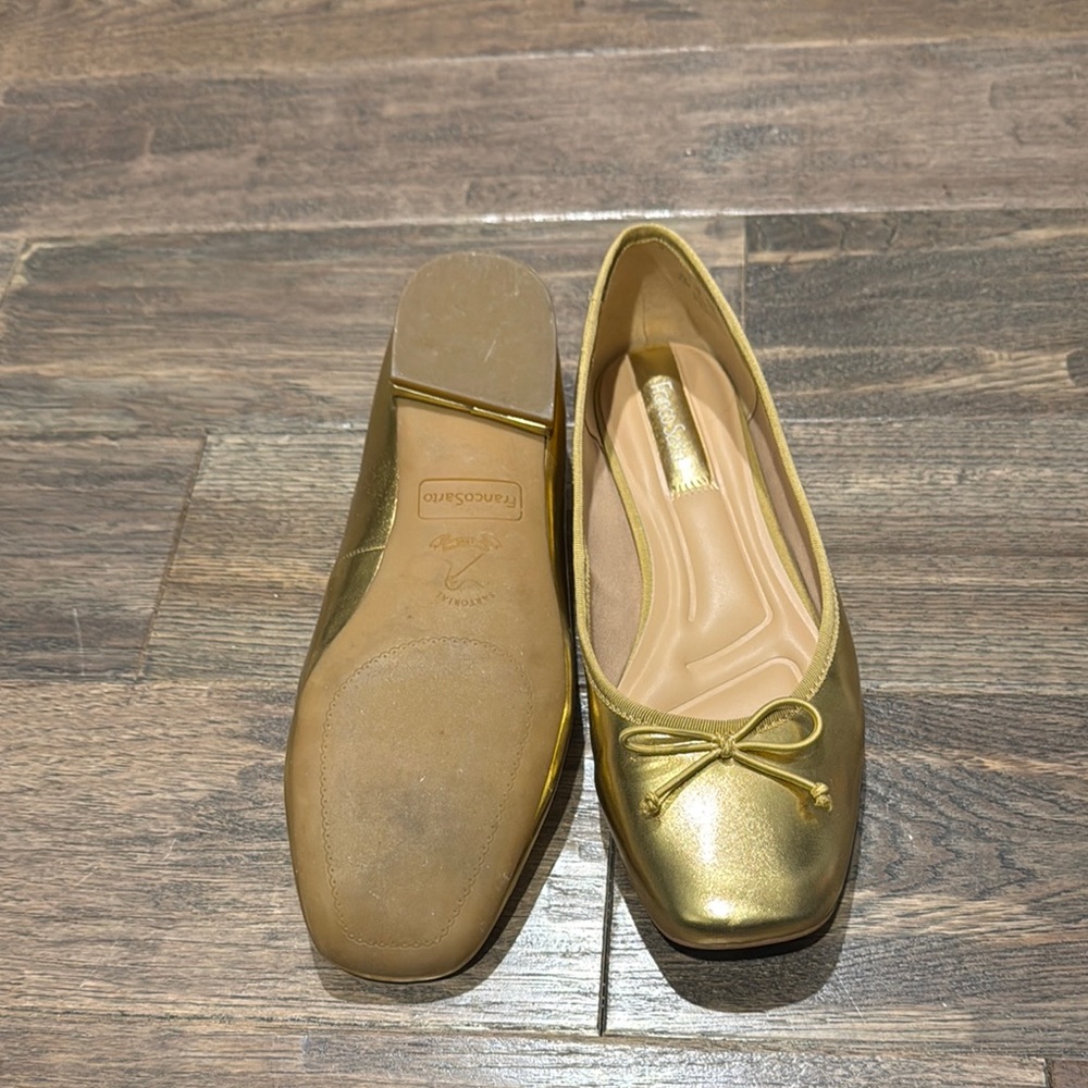 Franco Sarto Gold Flats with Bow Detail